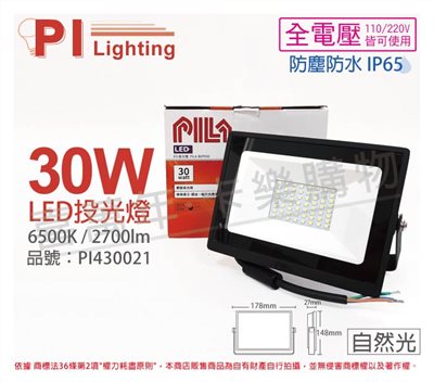 PILA沛亮 LED BVP03065 30W 6500K 白光 全電壓 IP65 IK06 投光燈 泛光燈 洗牆燈_PI430021