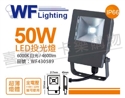 舞光 LED 50W 6000K 白光 140度 IP66 全電壓 戶外洗牆燈 投光燈_WF430589